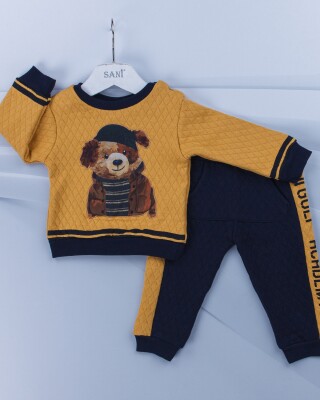 Wholesale 2-Piece Baby Boys Set with Sweat and Sweatpants 9-24M Sani 1068-6924 Mustard