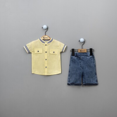 Wholesale 2-Piece Baby Boys Shirt Set with Denim Shorts 12-18M Kumru Bebe 1075-3902 - Kumru Bebe