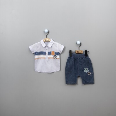 Wholesale 2-Piece Baby Boys Shirt Set with Pants 6-18M Kumru Bebe 1075-3840 Blue