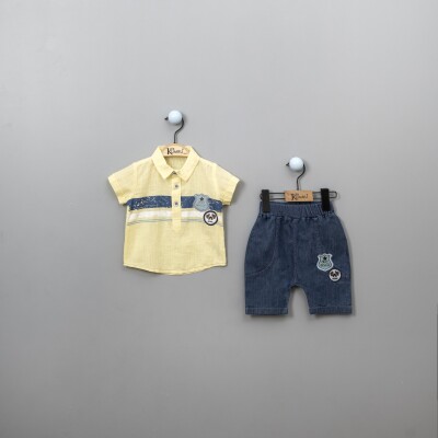 Wholesale 2-Piece Baby Boys Shirt Set with Pants 6-18M Kumru Bebe 1075-3840 Yellow