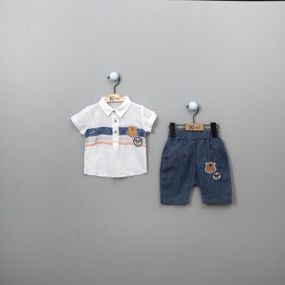 Wholesale 2-Piece Baby Boys Shirt Set with Pants 6-18M Kumru Bebe 1075-3840 White