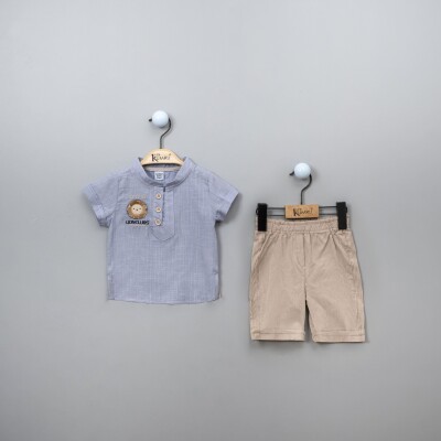 Wholesale 2-Piece Baby Boys Shirt Set with Shorts 6-18M Kumru Bebe 1075-3825 Indigo