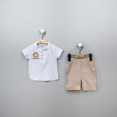 Wholesale 2-Piece Baby Boys Shirt Set with Shorts 6-18M Kumru Bebe 1075-3825 Blue