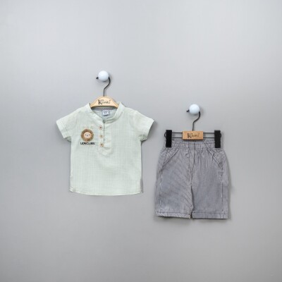 Wholesale 2-Piece Baby Boys Shirt Set with Shorts 6-18M Kumru Bebe 1075-3825 Mint Green 