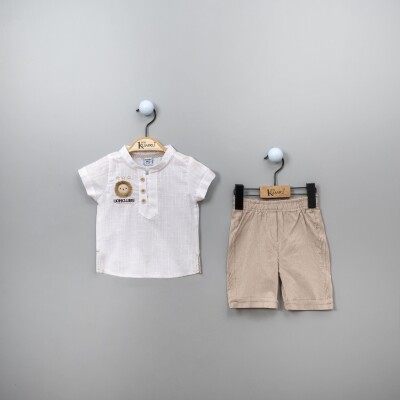Wholesale 2-Piece Baby Boys Shirt Set with Shorts 6-18M Kumru Bebe 1075-3825 White
