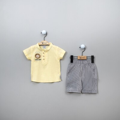 Wholesale 2-Piece Baby Boys Shirt Set with Shorts 6-18M Kumru Bebe 1075-3825 Yellow