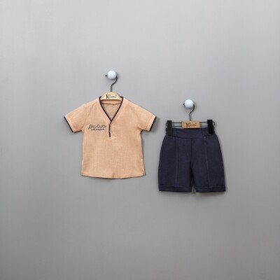 Wholesale 2-Piece Baby Boys Shirt with Shorts 6-18M Kumru Bebe 1075-3856 Salmon Color 