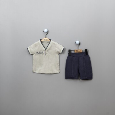 Wholesale 2-Piece Baby Boys Shirt with Shorts 6-18M Kumru Bebe 1075-3856 Mint Green 
