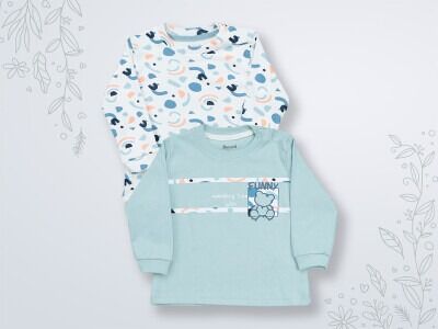 Wholesale 2-Piece Baby Boys Sweatshirt 3-18M Miniworld 1003-16455 Light Blue