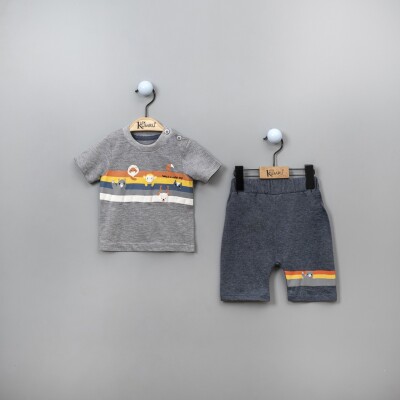Wholesale 2-Piece Baby Boys T-shirt Set with Shorts 6-18M Kumru Bebe 1075-3839 - Kumru Bebe