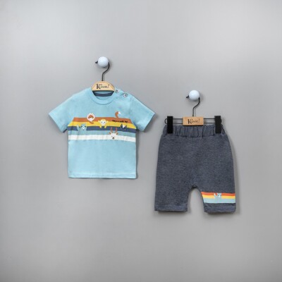Wholesale 2-Piece Baby Boys T-shirt Set with Shorts 6-18M Kumru Bebe 1075-3839 Turquoise