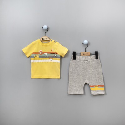 Wholesale 2-Piece Baby Boys T-shirt Set with Shorts 6-18M Kumru Bebe 1075-3839 Yellow