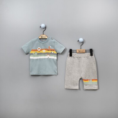 Wholesale 2-Piece Baby Boys T-shirt Set with Shorts 6-18M Kumru Bebe 1075-3839 Mint Green 