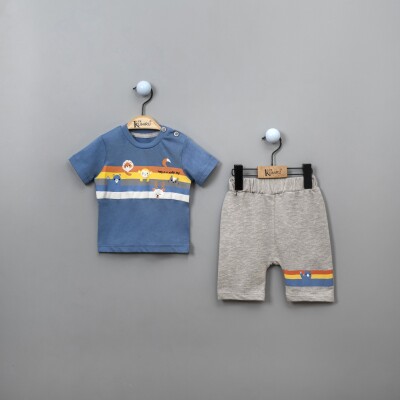 Wholesale 2-Piece Baby Boys T-shirt Set with Shorts 6-18M Kumru Bebe 1075-3839 Indigo
