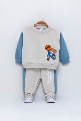 Wholesale 2-Piece Baby Boys Tracksuit Set 6-18M Tuffy 1099-709 Light gray