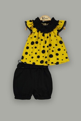 Wholesale 2-Piece Baby Girls Blouse Set with Shorts 6-18M Kumru Bebe 1075-3811 Mustard