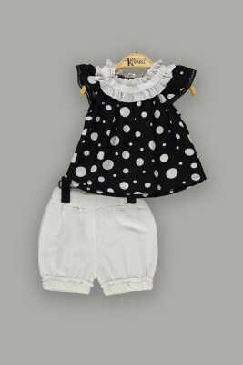 Wholesale 2-Piece Baby Girls Blouse Set with Shorts 6-18M Kumru Bebe 1075-3811 Black