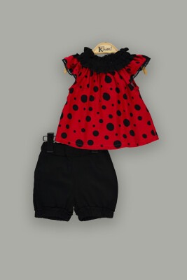 Wholesale 2-Piece Baby Girls Blouse Set with Shorts 6-18M Kumru Bebe 1075-3811 Red