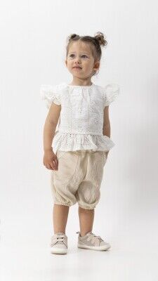 Wholesale 2-Piece Baby Girls Blouse Set With Shorts 6-18M Wecan 1022-23219 Beige