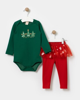 Wholesale 2-Piece Baby Girls Bodysuit Set with Pants 6-18M Bupper Kids 1053-23509 Green