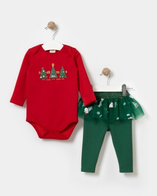 Wholesale 2-Piece Baby Girls Bodysuit Set with Pants 6-18M Bupper Kids 1053-23509 Red