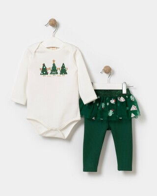 Wholesale 2-Piece Baby Girls Bodysuit Set with Pants 6-18M Bupper Kids 1053-23509 Ecru