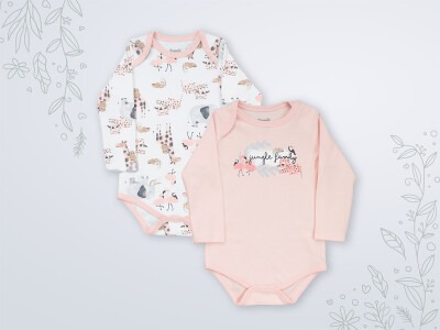 Wholesale 2-Piece Baby Girls Onesies Set 3-18M Miniworld 1003-18117 Soft Salmon
