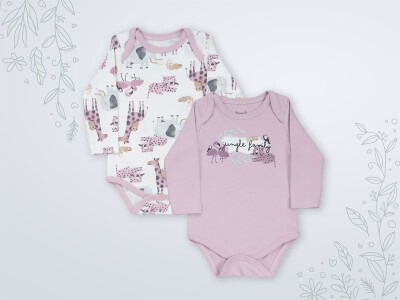 Wholesale 2-Piece Baby Girls Onesies Set 3-18M Miniworld 1003-18117 Soft Lilac