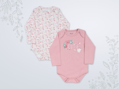 Wholesale 2-Piece Baby Girls Onesies Set 3-18M Miniworld 1003-18125 - Miniworld (1)