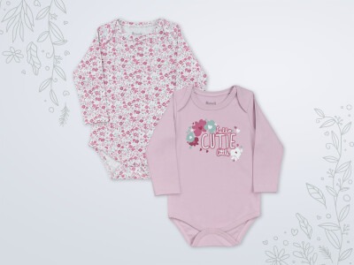 Wholesale 2-Piece Baby Girls Onesies Set 3-18M Miniworld 1003-18125 - Miniworld