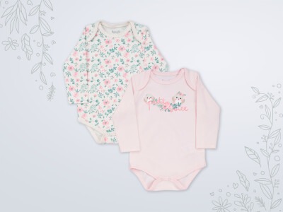 Wholesale 2-Piece Baby Girls Onesies Set 3-18M Miniworld 1003-18133 - Miniworld (1)