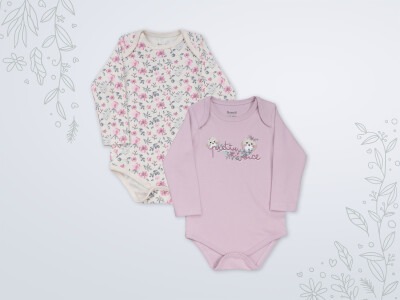 Wholesale 2-Piece Baby Girls Onesies Set 3-18M Miniworld 1003-18133 - Miniworld