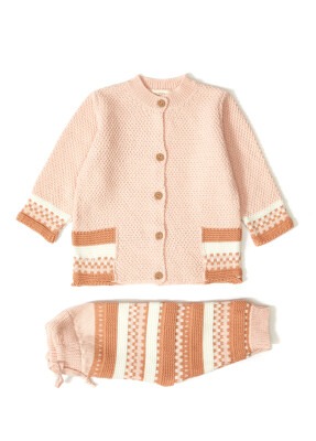 Wholesale 2-Piece Baby Girls Organic Cotton Knitwear Sweater Set with Pants 3-12M Patique 1061-2103 - Patique