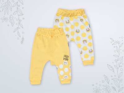 Wholesale 2-Piece Baby Girls Pants 3-18M Miniworld 1003-16468 Soft Yellow