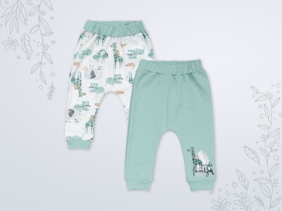 Wholesale 2-Piece Baby Girls Pants Set 3-18M Miniworld 1003-18119 Green almond2