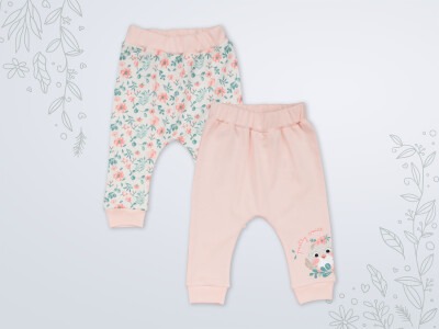 Wholesale 2-Piece Baby Girls Pants Set 3-18M Miniworld 1003-18135 Soft Salmon