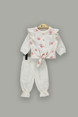 Wholesale 2-Piece Baby Girls Pants Sets with Shirt 6-18M Kumru Bebe 1075-3865 Ecru