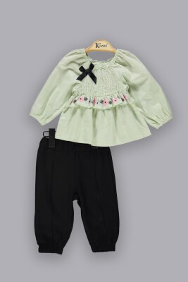 Wholesale 2-Piece Baby Girls Set with Shirt and Pants 6-18M Kumru Bebe 1075-3802 Mint Green 