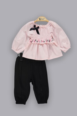Wholesale 2-Piece Baby Girls Set with Shirt and Pants 6-18M Kumru Bebe 1075-3802 Pink
