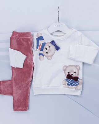 Wholesale 2-Piece Baby Girls Set with Sweat and Pants 9-24M Sani 1068-6918 White