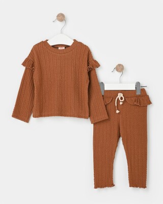 Wholesale 2-Piece Baby Girls Sweater Set with Leggings 9-24M Bupper Kids 1053-23142 Cinnamon Color