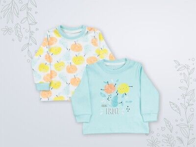 Wholesale 2-Piece Baby Girls Sweatshirt 3-18M Miniworld 1003-16956 Light Turquois 