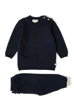 Wholesale 2-Piece Baby Organic Cotton Knitwear Set 12-36M Patique 1061-21062-1 Navy 