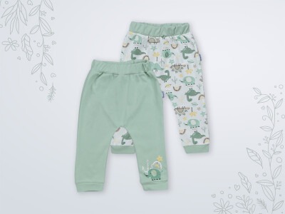 Wholesale 2-Piece Baby Pants Set 3-18M Miniworld 1003-16447 Green almond2