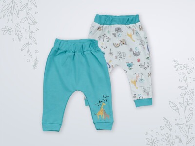 Wholesale 2-Piece Baby Pants Set 3-18M Miniworld 1003-16453 Nile Green