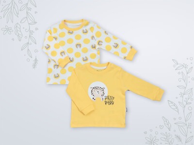 Wholesale 2-Piece Baby Sweatshirt Set 3-18M Miniworld 1003-16467 Soft Yellow