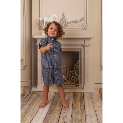 Wholesale 2-Piece Boys Pajamas Set with Striped 2-11Y KidsRoom 1031-5657 Blue