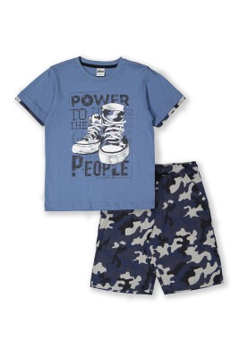 Wholesale 2-Piece Boys Patterned T-shirt and Shorts 8-14Y Elnino 1025-22151 - Elnino (1)