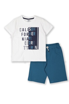 Wholesale 2-Piece Boys Shorts Set with T-shirt 8-14Y Elnino 1025-22157 White