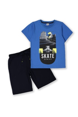 Wholesale 2-Piece Boys T-shirt Set with Shorts 8-14Y Elnino 1025-22155 Saxe